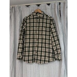 Harpoon Mens Green Plaid Sherpa Lined Flannel Shirt Jacket Size Medium M
